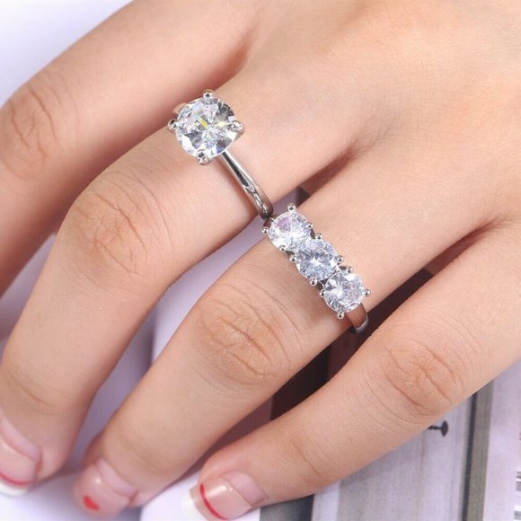 New Beautiful 14k Gold Over Sterling Silver 3ct Diamond Solitaire - Picture 3 of 5